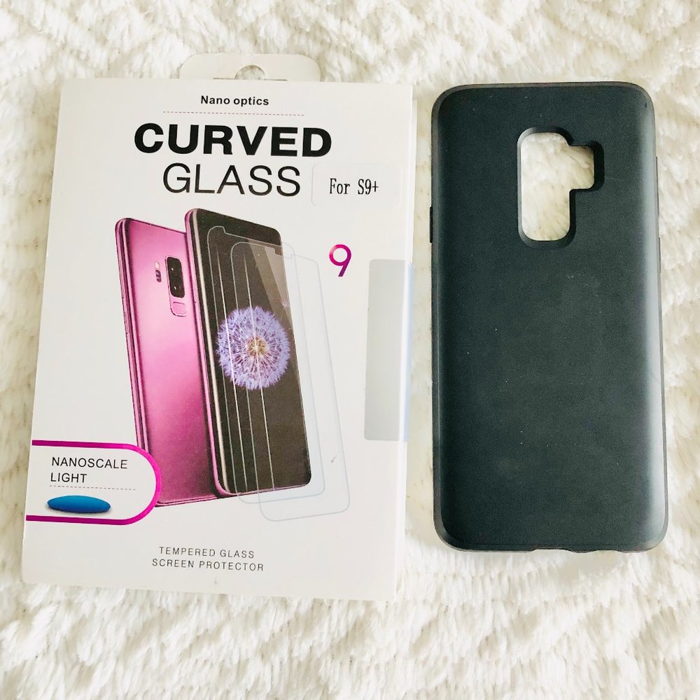 Samsung Galaxy S9+ Accessories Lot Black Soft Feel Case Spigen Screen Protector